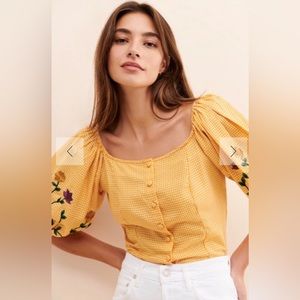 Anthropologie Yellow Floral Blouse